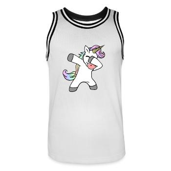 Dab Dance Dabbing Unicorn Tanzendes Einhorn - Männer Basketball-Trikot - Weiß/Schwarz - Vorne - AI Model Male 185 dark (185cm)