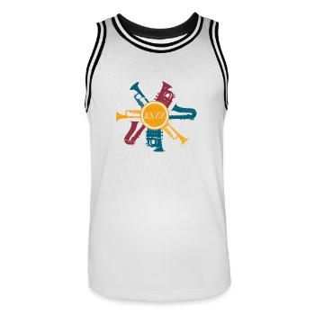 Jazz - Männer Basketball-Trikot - Weiß/Schwarz - Vorne - AI Model Male 185 dark (185cm)