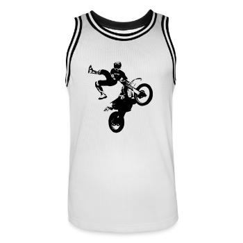 Freestyle Motocross - FMX - Männer Basketball-Trikot - Weiß/Schwarz - Vorne - AI Model Male 185 dark (185cm)