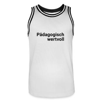 Pädagogisch wertvoll - Männer Basketball-Trikot - Weiß/Schwarz - Vorne - AI Model Male 185 dark (185cm)