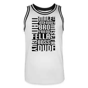 Ami, pote, mec - Maillot de basket Homme - blanc/noir - Devant - AI Model Male 185 dark (185cm)