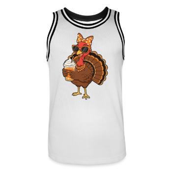 Amateur de café de dinde Drôle d’ambiance de Thanksgiving - Maillot de basket Homme - blanc/noir - Devant - AI Model Male 185 dark (185cm)