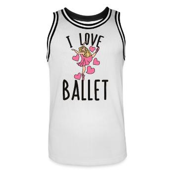 I Love Ballet Dancer Hearts - Men's Basketball Jersey - white/black - Front - AI Model Male 185 dark (185cm)