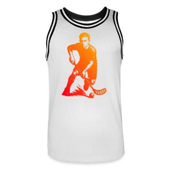 Coole Floorball Inspiration - Männer Basketball-Trikot - Weiß/Schwarz - Vorne - AI Model Male 185 dark (185cm)