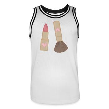 Charme rouge à lèvres et pinceau Heart Lip - Maillot de basket Homme - blanc/noir - Devant - AI Model Male 185 dark (185cm)