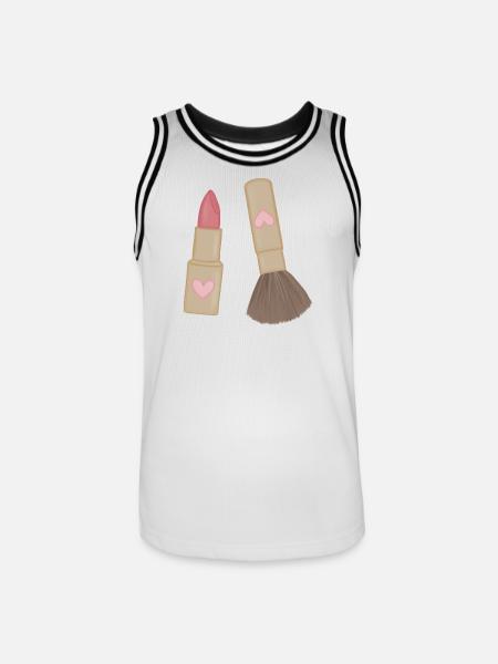 Heart Lip Lipstick & Brush Charm - Men's Basketball Jersey - white/black