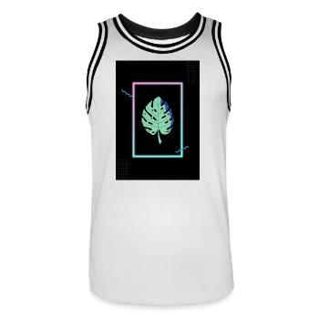 Monstera Neon Frame - Männer Basketball-Trikot - Weiß/Schwarz - Vorne - AI Model Male 185 dark (185cm)