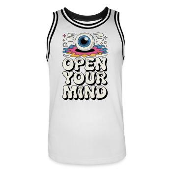 Open Your Mind Psychedelic Eye Retro Hippie - Men's Basketball Jersey - white/black - Front - AI Model Male 185 dark (185cm)