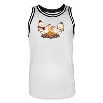 Amis de guimauves au feu de camp - Maillot de basket Homme - blanc/noir - Devant - AI Model Male 185 dark (185cm)