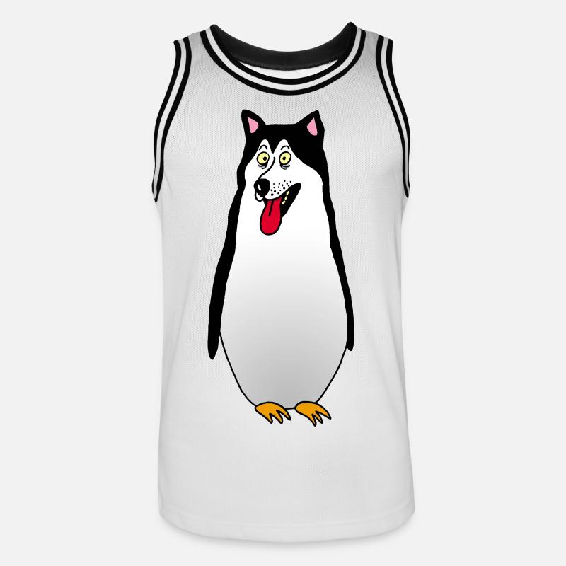 Hund oder Pinguin? - Männer Basketball-Trikot - Weiß/Schwarz