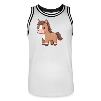 Cavalier cadeau de cheval Cheval mignon - Maillot de basket Homme - blanc/noir - Devant - AI Model Male 185 dark (185cm)