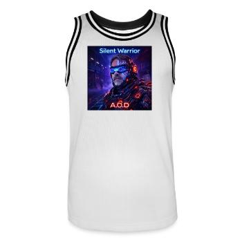 Guerrier Silencieux - Maillot de basket Homme - blanc/noir - Devant - AI Model Male 185 dark (185cm)