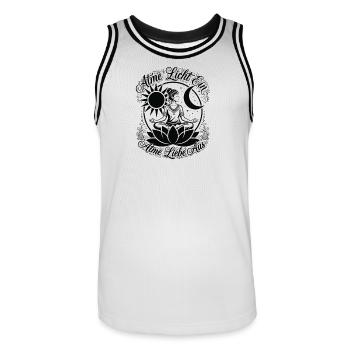Atme Licht Ein Atme Liebe Aus - Boho Yoga - Männer Basketball-Trikot - Weiß/Schwarz - Vorne - AI Model Male 185 dark (185cm)