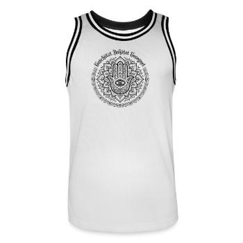 Geschützt Behütet Gesegnet - Boho Yoga Design  - Männer Basketball-Trikot - Weiß/Schwarz - Vorne - AI Model Male 185 dark (185cm)