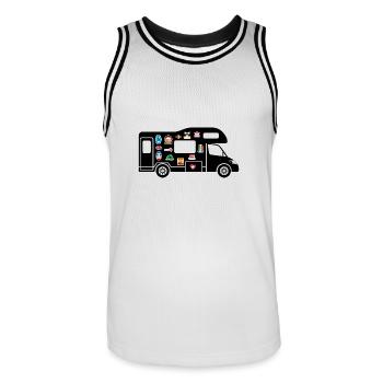 Capucine avec Stickers - Maillot de basket Homme - blanc/noir - Devant - AI Model Male 185 dark (185cm)