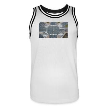 Aerial view of intersection geometry - Men's Basketball Jersey - white/black - Front - AI Model Male 185 dark (185cm)