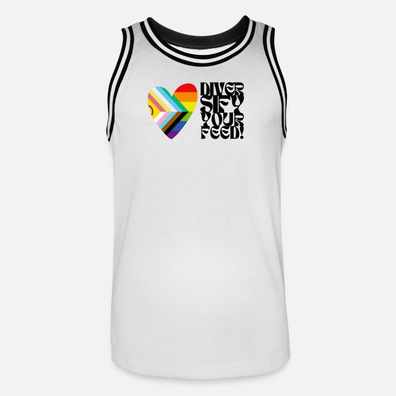 🌈♿ Diversify Your Feed –Progress Pride&Disability - Männer Basketball-Trikot - Weiß/Schwarz