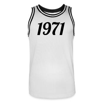 1971 Vintage 1971 Anniversaire Rétro 1971 Cadeau - Maillot de basket Homme - blanc/noir - Devant - AI Model Male 185 dark (185cm)