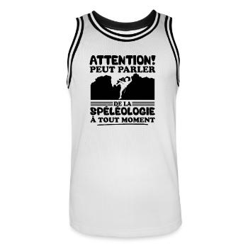 Parler de la spéléologie à tout moment - Maillot de basket Homme - blanc/noir - Devant - AI Model Male 185 dark (185cm)