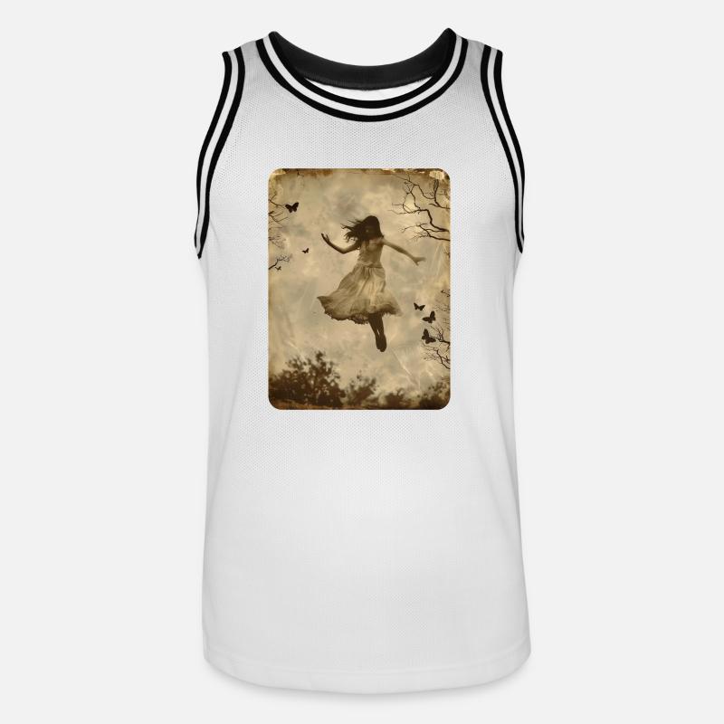 Das schwebende Mädchen - Männer Basketball-Trikot - Weiß/Schwarz
