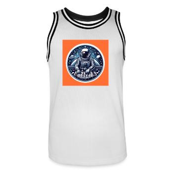 Galactic Groove Mster - Men's Basketball Jersey - white/black - Front - AI Model Male 185 dark (185cm)