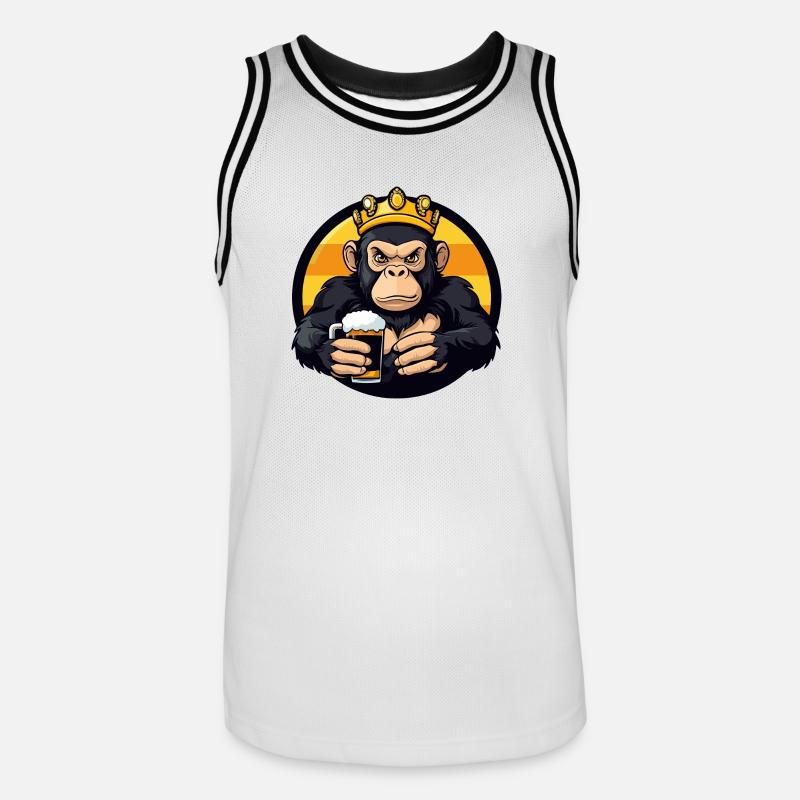 Monkey Beer Comic - Men's Basketball Jersey - white/black