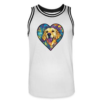 Golden Retriever Dog Heart Love - Men's Basketball Jersey - white/black - Front - AI Model Male 185 dark (185cm)