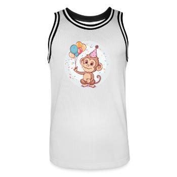 Monkey Birthday Comic - Men's Basketball Jersey - white/black - Front - AI Model Male 185 dark (185cm)