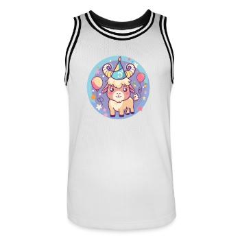Bande dessinée d’anniversaire de chèvre de montagne - Maillot de basket Homme - blanc/noir - Devant - AI Model Male 185 dark (185cm)