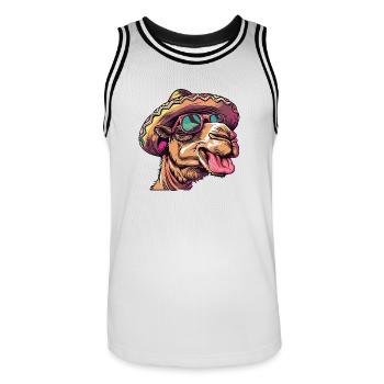 Kamel Comic Lustig Sombrero - Männer Basketball-Trikot - Weiß/Schwarz - Vorne - AI Model Male 185 dark (185cm)
