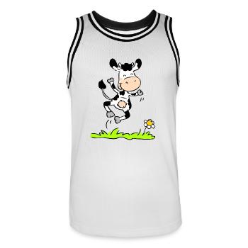 Joyious Cow - Men's Basketball Jersey - white/black - Front - AI Model Male 185 dark (185cm)