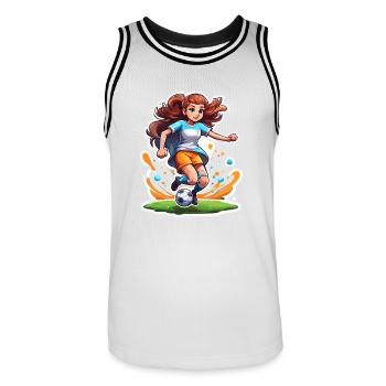 Footballer / Sport / Soccer Field / Club / FC - Men's Basketball Jersey - white/black - Front - AI Model Male 185 dark (185cm)