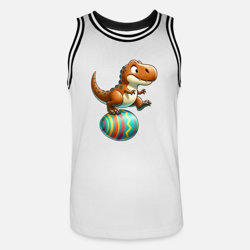 Dancing T-Rex, Easter Eggshell Fun - Men's Basketball Jersey - white/black