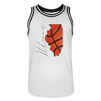 Illinois (USA) | echte Basketball | Landkarte Sct - Männer Basketball-Trikot - Weiß/Schwarz - Vorne - AI Model Male 185 dark (185cm)