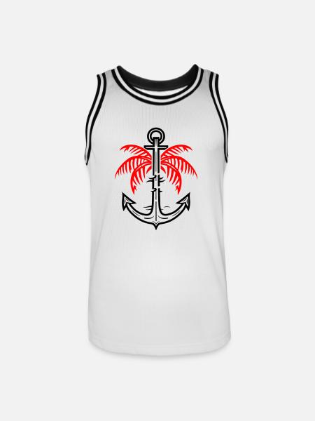 Palm Tree Anchor Icon - Men's Basketball Jersey - white/black