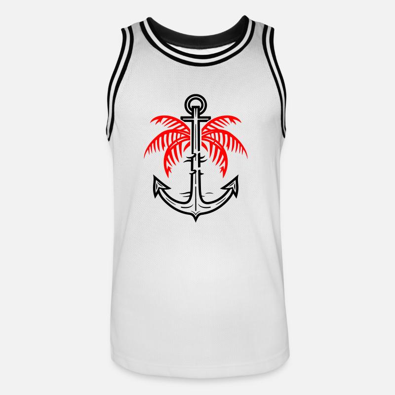 Palm Tree Anchor Icon - Men's Basketball Jersey - white/black