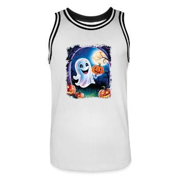 Trick or Treat halloween ghost funny - Men's Basketball Jersey - white/black - Front - AI Model Male 185 dark (185cm)