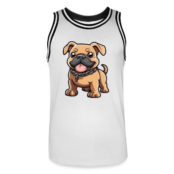 Bulldog Dog Comic Cute - Men's Basketball Jersey - white/black - Front - AI Model Male 185 dark (185cm)