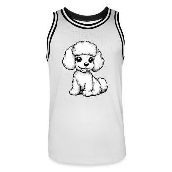 Caniche Chien Bande dessinée Mignon - Maillot de basket Homme - blanc/noir - Devant - AI Model Male 185 dark (185cm)