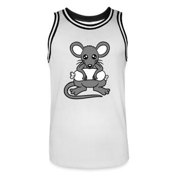 Souris grosse saucisse manger faim saucisse grillades - Maillot de basket Homme - blanc/noir - Devant - AI Model Male 185 dark (185cm)