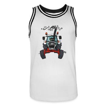 0421 Red white tractor - Men's Basketball Jersey - white/black - Front - AI Model Male 185 dark (185cm)