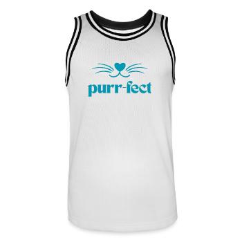 T shirt ronronnement / chats avec ronronnements mignons - Maillot de basket Homme - blanc/noir - Devant - AI Model Male 185 dark (185cm)
