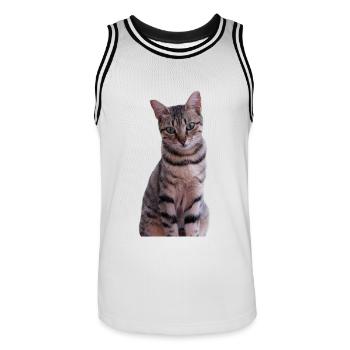 Katze Kätzchen - Männer Basketball-Trikot - Weiß/Schwarz - Vorne - AI Model Male 185 dark (185cm)