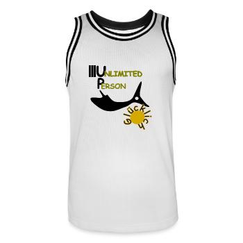 Glücklich - Männer Basketball-Trikot - Weiß/Schwarz - Vorne - AI Model Male 185 dark (185cm)
