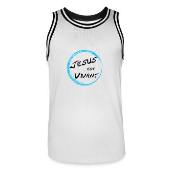 Jésus est vivant - Maillot de basket Homme - blanc/noir - Devant - AI Model Male 185 dark (185cm)