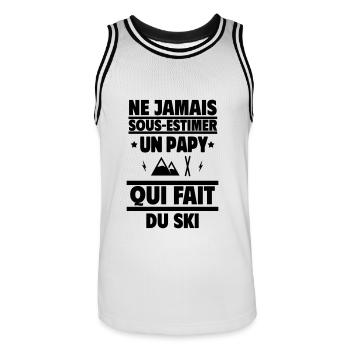 Ne sous-estimez jamais un papy skieur - Maillot de basket Homme - blanc/noir - Devant - AI Model Male 185 dark (185cm)