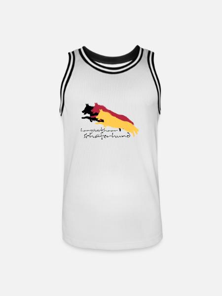 langstockhaar schäferhund - Männer Basketball-Trikot - Weiß/Schwarz