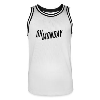 oh monday - Men's Basketball Jersey - white/black - Front - AI Model Male 185 dark (185cm)