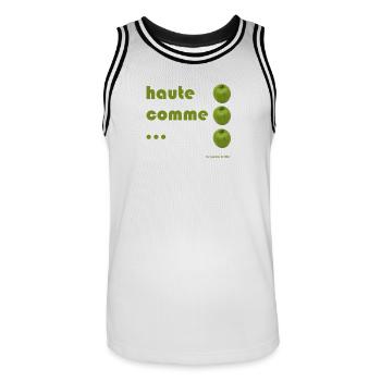 high as 3 apples - Men's Basketball Jersey - white/black - Front - AI Model Male 185 dark (185cm)
