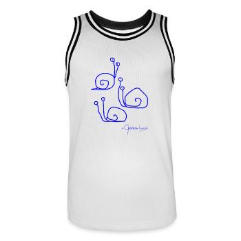 Snailmeeting © Chyropterum Innoxius - Men's Basketball Jersey - white/black - Front - AI Model Male 185 dark (185cm)